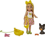 Barbie Chelsea Doll (Blonde) with Pet Puppy & Storytelling Accessories Including Pet Bed, Dog Treats & More, Toy for 3 Year Olds & Up