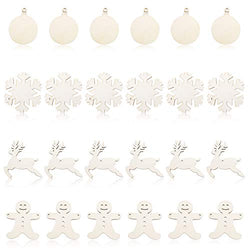 Christmas Wooden Ornaments Set - 24 Pcs Unfinished Wood Slices Christmas Hanging Tree Blank