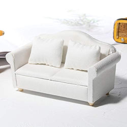 helegeSONG 1/12 Dollhouse White Fabric Sofa Set for 1:12 Scales Miniature Dollhouse Furniture Toy Kids Gift B