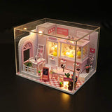 Cool Beans Boutique Miniature Wooden Dollhouse DIY Kit Pink Claw Machine Shop with Dust Cover - C009
