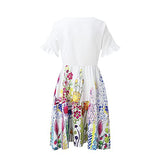 Ulanda-Dresses for Women, Women's Casual Dresses Summer Flowers Bell Sleeve Ruffle Hem Loose Swing Tunic Midi Dress