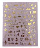 Impressed Authentic 5 Sheets Luxury Nail Art Stickers 500+ Gold Customized Nail Decals for Fake Nail Design and Salon Nails Accessories