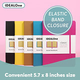 IDEALOne Classic Hardcover Lined Notebook Journal – For Work, Home, School, 5.7 x 8 inches, 160 Pages, 100GSM, with Elastic Band Closure and Ribbon Bookmark (Black, 5 Pack)