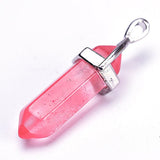 10pc Pink Quartz Stone Pendants Hexagonal Pointed Reiki Chakra Crystal Gemstone Pendant for Jewelry