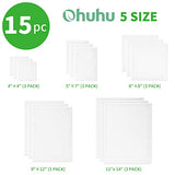Ohuhu Stretched Canvas Multi Pack, 4x4", 5x7", 8x8", 9x12", 11x14", Set of 15, Primed White Blank, 100% Cotton Frame Canvas for Acrylic Pouring, Oil Paint, Wet & Dry Art Media, for Artists, Beginners