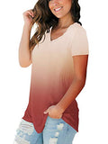 Womens Summer Fashion Tops Casual Tee Shirts Plus Size Tunic Ombre Coral XXL