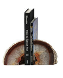 Natural Agate Bookends Pair, Amoyatone Crystal Stone Cutting Polished Bookends Holder Books 2-3 lbs