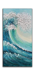 JELRINR Sea Waves Large Canvas Wall Art Oil Painting On Canvas Texture Seascape paintings Hand painted Acrylic paintings Ready to Hang for Living Room Bedroom Home Decorations Modern Stretched and Framed Abstract Art 24x48inch
