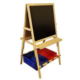US Art Supply Cardiff Children's Art Activity Easel with Easel Paper Roll, 2 Large Storage Bins and