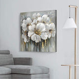 Wall Art Flower Pictures Artwork: White Lily Abstract Floral Print on Canvas for Living Rooms (36"x 36"x1Panel)