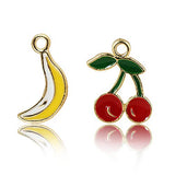Red Cherry Banana Charms,20pcs Alloy Floating Charms Fruit Jewelry Making Pendants Cute Beads Set