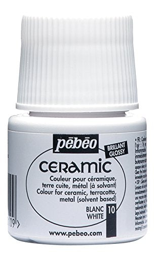 Pebeo Ceramic Enamel Effect Paint, 45 mL, White