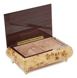 Italian inlaid musical jewelry box with instruments in elegant high gloss finish with