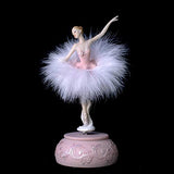 Chagar Feather Skirt Ballerina Rotating Music Box Figurine,White and Pink Manual Control Dancing Girl Musical Box for Girl Kids Gift (Pink)