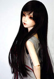 1/4 7-8" Bjd Doll Hair Only Wig Mid Long Layered Roll Inside Tips Ends Jet Deep Black Styled