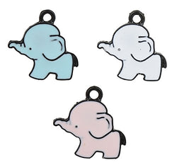 Lucky Elephant Charm Pendants 28 Pack, Enamel, 3 Different Colors - Cute DIY Jewelry Making