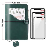 lollipro Writing Journal (7.48×4.84 Inch) 6 Ring PU Leather Refillable Planner Smal A6 Binder Notebook, Pocket in Front Design for Max 6.7Inch Phone with Filler Paper and Pen Holder, Blackish Green