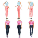 E-TING 5 Sets Doll Clothes Casual Wear Outfit 5 Tops 5 Trousers Pants for 11.5 inches Girl Doll