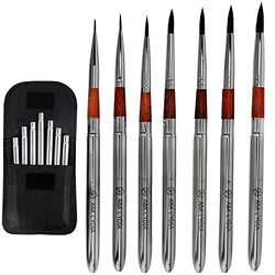 A&K L'YDIA Travel Artist Brushes Set-7PCS Professional Watercolor Detachable Portable Compact Anti-Shedding Synthetic Squirrel Round Paint Brush for Miniature Detailing, Gouche ,Acrylic