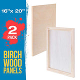 U.S. Art Supply 16" x 20" Birch Wood Paint Pouring Panel Boards, Studio 3/4" Deep Cradle (Pack of 2) - Artist Wooden Wall Canvases - Painting Mixed-Media Craft, Acrylic, Oil, Watercolor, Encaustic