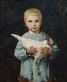 kunst für alle Canvas Print: Albert Anker Maurice Anker with cockerel Fine Art Print, Canvas on Stretcher, Ready to Hang Wall Picture, 19.7x23.6 inch / 50x60 cm