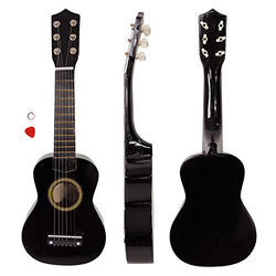 Beginner Acoustic Guitar with Pick and Steel String, 21 inch Mini 6-String Acoustic Guitar Bundle Kit Stringed Musical Instrument Bundle for Students Children Adult (US STOCK) (21inch, Black)