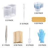 Sopplea Mixing Cups Epoxy Resin Cups with Sticks Kit-2pcs 100ml Measuring Cups,70pcs Disposable Cups and Mixing Sticks,Dropping Pipette, Tweezers