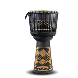 Hand Drum Mahogany Drumhead Hand Drums African Djembe Drum with Double Core Rope for Children Adults Beginner for Performances (Color : Black, Size : 12 Inch)