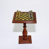1/6 1/12 Magnetic Chess Board Table Set,Kids DIY Dollhouse Decor Toy - Brown