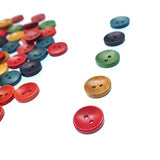 RayLineDo Pack of 100pcs Various Colors 15mm Round Buttons 2 Holes Concave Retro Wooden Buttons for