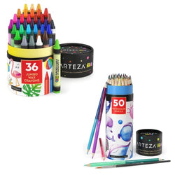 Arteza Kids Jumbo Crayons, Set of 36 Colors and Arteza Kids Watercolor Pencils, 100 Colors, Art and School Supplies for Painting, Drawing, and Doodling