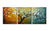 Wieco Art Full Blossom Extra Large Modern 3 Panels Gallery Wrapped Flowers Artwork 100% Hand Painted Abstract Floral Oil Paintings on Canvas Wall Art for Living Room Bathroom Home Decor XL