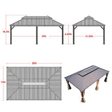 MELLCOM Hardtop Gazebo 12' X 20' Galvanized Steel Outdoor Gazebo Canopy Double Vented Roof Pergolas Aluminum Frame with Netting and Curtains for Garden,Patio,Lawns,Parties