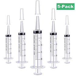 BSTEAN 5 Pack 20ml Large Plastic Syringe with Catheter Tip Cap and Cover, Sterile Individual Wrap for Scientific, Measurement or Household Multiple Uses Tools