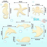 Unfinished Wood Cutouts Ocean Animals Wooden Paint Crafts for Kids Home Decor Ornament DIY Craft Art Project, Octopus, Shark, Whale, Dolphin, Seahorse, Fish, Starfish Shape(42 Pieces)