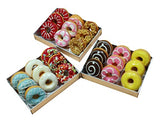 3 Pieces 1:12 Donut Dollhouse Miniature in Tray, Dollhouse Food Colorful Donut Dollhouse Kitchen Miniature