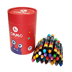 OMMO Washable Silky Crayons for Toddler, 24 Colors, Non Toxic, Twistable Gel Jumbo Crayons for Kids Art Drawing, Crayons for kids (24 Colors)