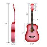 Master-play  Beginner Wood Acoustic Guitar 38” For Boys/Girls/Teens With Accessories Kit, Case, Strap, Pick, Digital Tuner, Extra Strings, Capo, Wash Cloth (Pink Gradient)