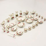 yxsian69g Dollhouse Tableware Set, Tea Pot Dish Cups Doll House Accessories Children Mini Ceramic Tableware DIY Toy