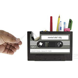 Xemz Creative Adhesive Tape Pen Holder Case, Retro Cassette Tape Dispenser Vase Brush Pot, Popular Pencil Desk Collection Tidy Organizer, Office Stationery Storage Container- Unique Gift (gray)