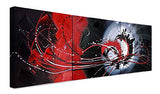 Large Hand-Made Abstract Wall Art for Living Room Bedroom Decoration, Modern Red and Black Knife Palette Oil Painting on Canvas for Home décor, Framed Ready to Hang 16x16 Inch 3 Pieces Set…