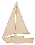 Wood Cutouts - 24-Pack Unfinished Wooden Cutouts, Ship's Wheel, Yacht, Anchor, Mermaid Shapes for