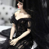 XSHION 1/4 BJD Doll Clothes, Black Wedding Dress for Ball Jointed Doll Skirt Clothes Accessories Dress Up Clothing Pretend Play Toy