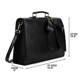 ECOSUSI Briefcase for Women Laptop Bag for School Briefcase Crossbody Messenger Bags Vegan Leather Satchel Purse Fit 14 Inches Laptop, Black