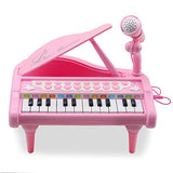 Amy&Benton Toddler Piano Toy Keyboard Pink for Girls Birthday Gift 1 2 3 4 Years Old Kids 24 Keys Multifunctional Toy Piano
