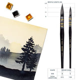 ARTEGRIA Watercolor Brush Set - Sizes # 2 # 6, Round Quill Soft Synthetic Squirrel Hair, Fine Tips, Short Handles for Professional Artists - Water Color Paint, Gouache, Ink