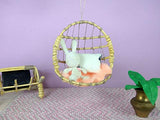 One Foot Hanging Cane Chair. Miniature Handmade Swing for 1:12 scale Dolls and Dollhouses Gardens