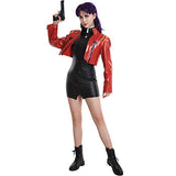 Cosplay.fm Women's Katsuragi Misato Cosplay Costume Jacket Dress with Cross Necklace (S) Red