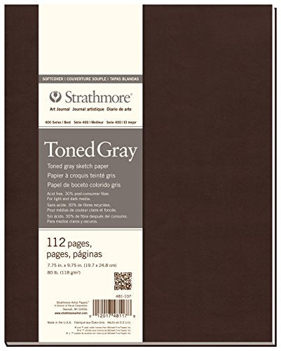 Strathmore Toned Sketch Softcover Journal 7.75"X9.75"-Gray 112 Sheets