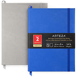 Arteza Journal Blank Page Notebooks, Pack of 2, 6 x 8 inch, 96 Sheets, Cobalt Blue and Gray, Hardcover Notepads with Smooth Blank Paper for Writing, Journaling